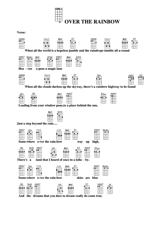 Over The Rainbow Chord Chart Printable pdf