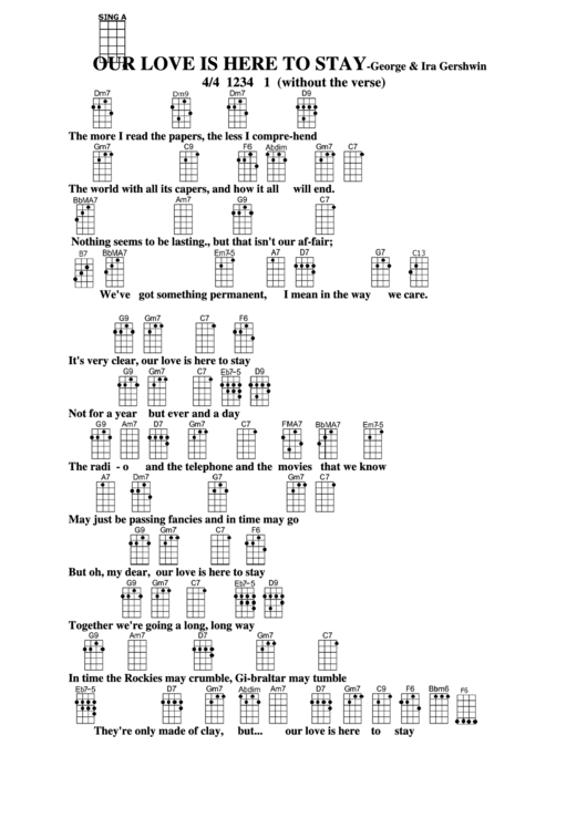 Our Love Is Here To Stay-George & Ira Gershwin Chord Chart Printable pdf