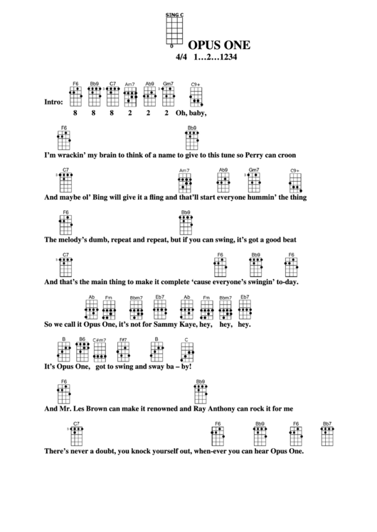 Opus One Chord Chart Printable pdf