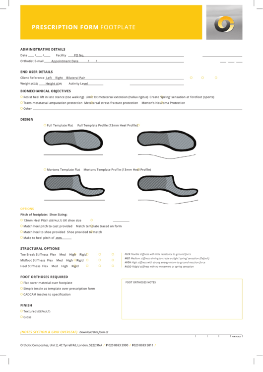 Prescription Form Footplate Printable pdf