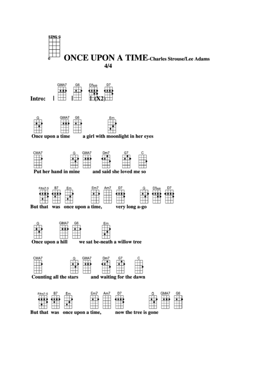 Once Upon A Time-With Key Change-Charles Strouse/lee Adams Chord Chart ...