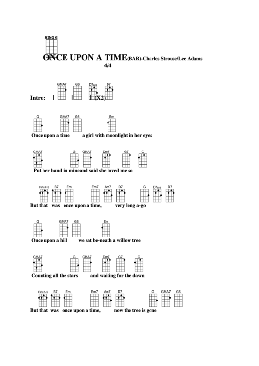 Once Upon A Time(Bar)-Charles Strouse/lee Adams Chord Chart Printable pdf
