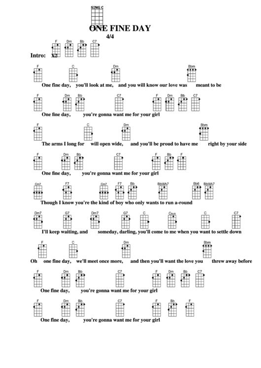 One Fine Day Chord Chart Printable pdf