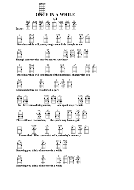 Once In A While Chord Chart Printable pdf