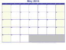 May 2016 Monthly Calendar Template
