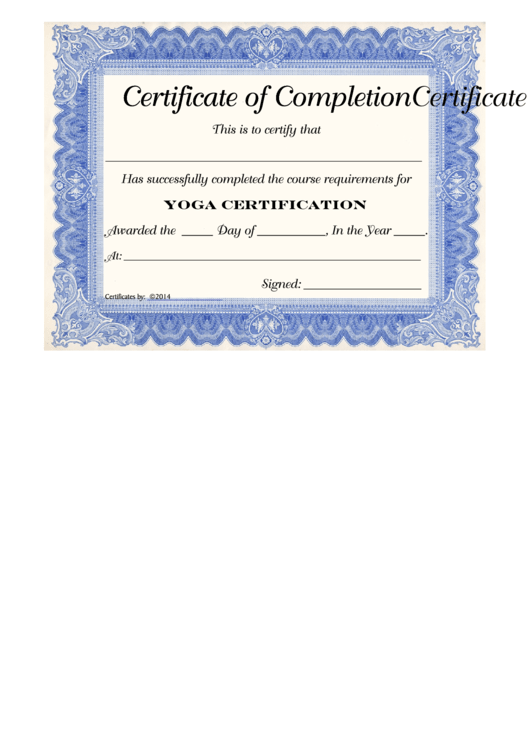 Blank Yoga Certificate Templates