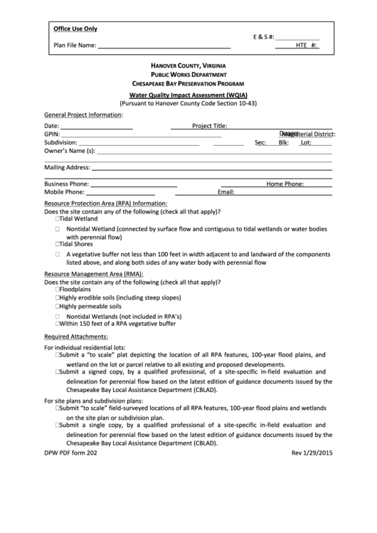 Wqia Dpw Form 202 - Hanover County