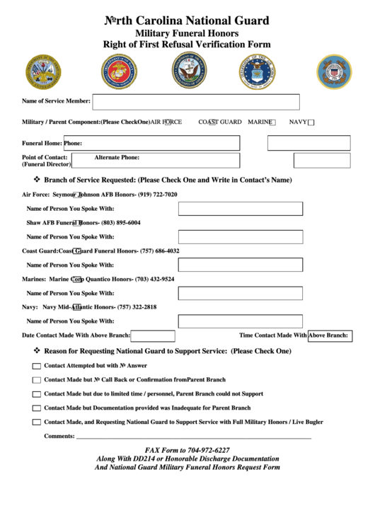 Fillable Right Of First Refusal Verification Form Printable pdf
