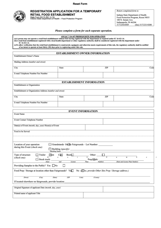 Fillable Registration Application For A Temporary Retail Food ...