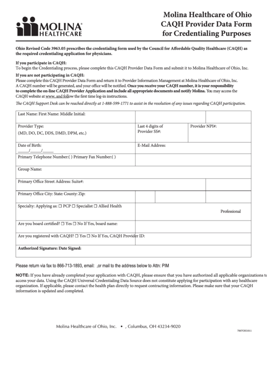 Fillable Caqh Provider Data Form Printable Pdf Download