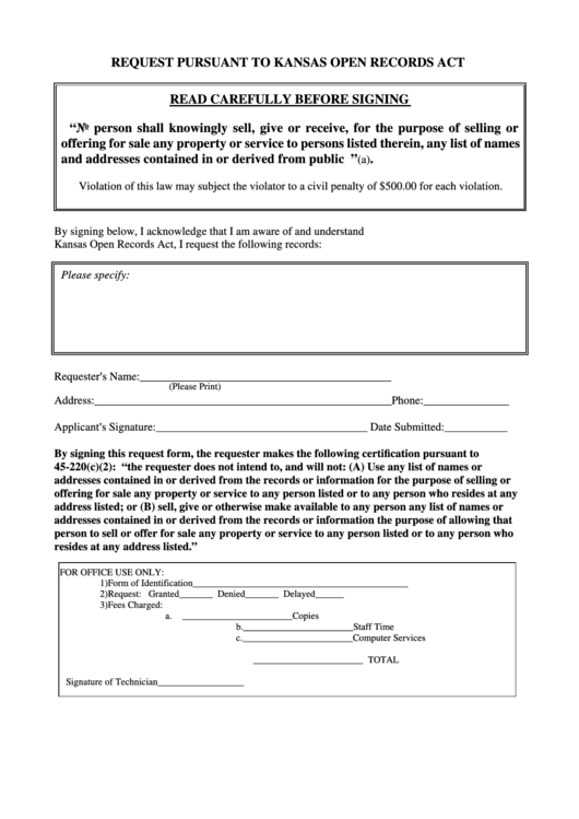 Open Records Request Form - Seward County Printable pdf