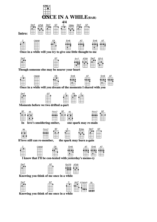 Once In A While (Bar) Chord Chart Printable pdf