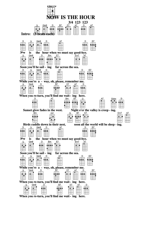 Now Is The Hour Chord Chart Printable pdf