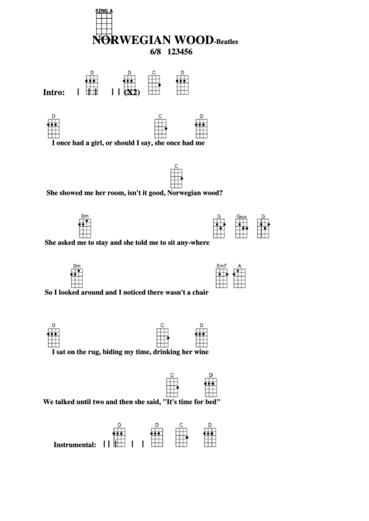 Norwegian Wood - Beatles Chord Chart Printable pdf