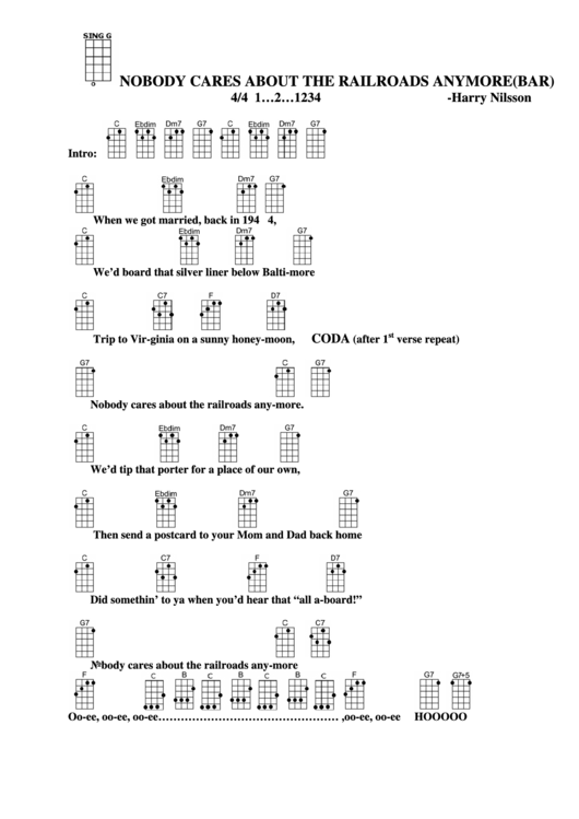 Nobody Cares About The Railroads Anymore (Bar) - Harry Nilsson Chord Chart Printable pdf