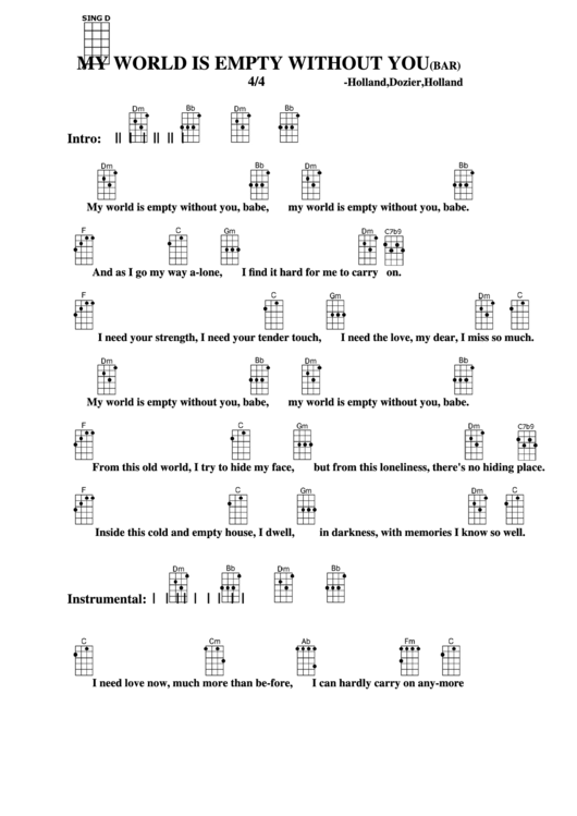 My World Is Empty Without You(Bar)-Holland,dozier,holland Chord Chart Printable pdf