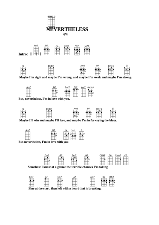 Nevertheless Chord Chart Printable pdf