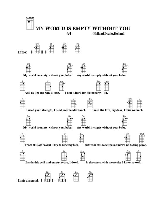My World Is Empty Without You-Holland,dozier,holland Chord Chart Printable pdf