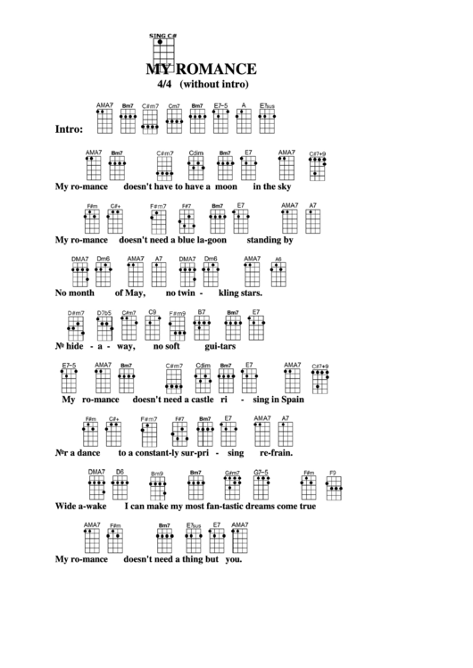 My Romance Chord Chart Printable pdf