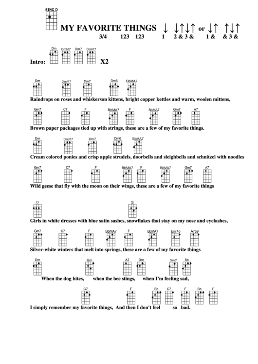 My Favorite Things Chord Chart Printable pdf