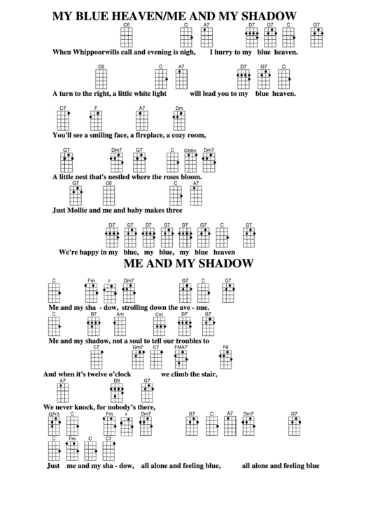 My Blue Heaven/me And My Shadow Chord Chart Printable pdf