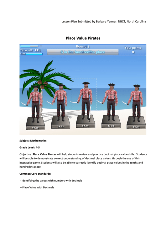 Place Value Pirates Printable pdf