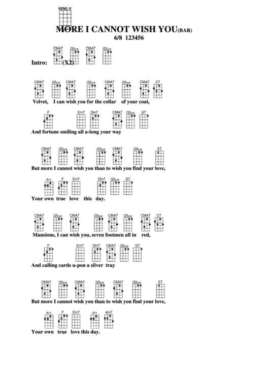 Chord Chart - More I Cannot Wish You (Bar) Printable pdf