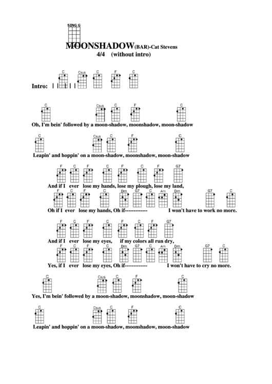 Chord Chart - Cat Stevens - Moonshadow(Bar) Printable pdf
