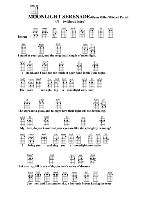 Chord Chart - Glenn Miller/mitchell Parish - Moonlight Serenade Printable pdf