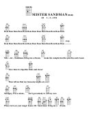 Mister Sandman(Bar) Chord Chart Printable pdf
