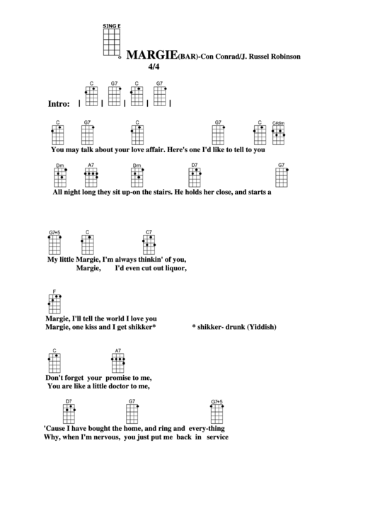 Chord Chart - Con Conrad/j. Russel Robinson - Margie(Bar) Printable pdf