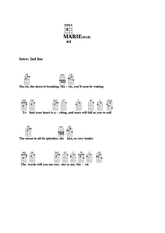 Chord Chart - Marie(Bar) Printable pdf