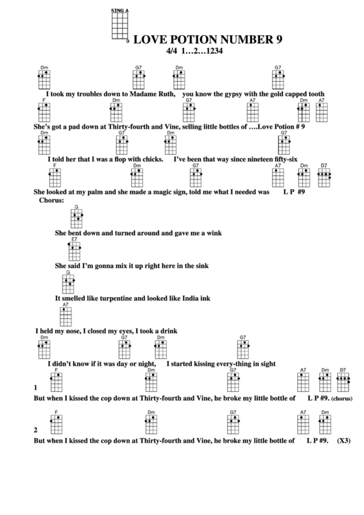 Chord Chart - Love Potion Number 9 Printable pdf