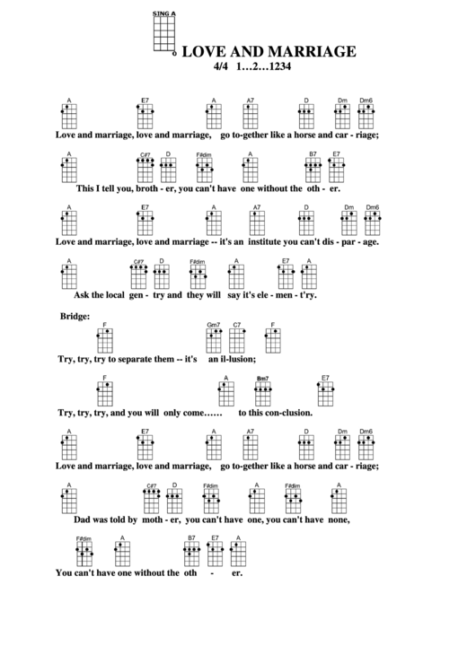 Chord Chart - Love And Marriage Printable pdf