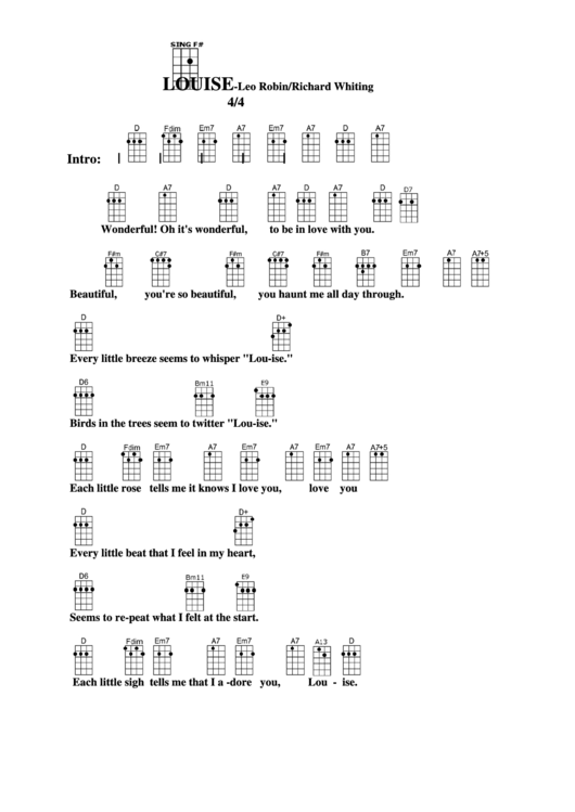 Chord Chart - Leo Robin/richard Whiting - Louise Printable pdf