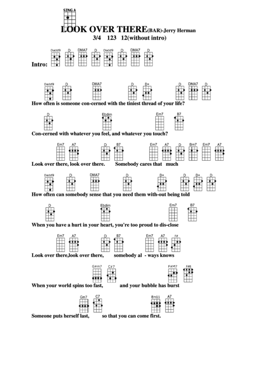 Chord Chart - Jerry Herman - Look Over There (Bar) Printable pdf