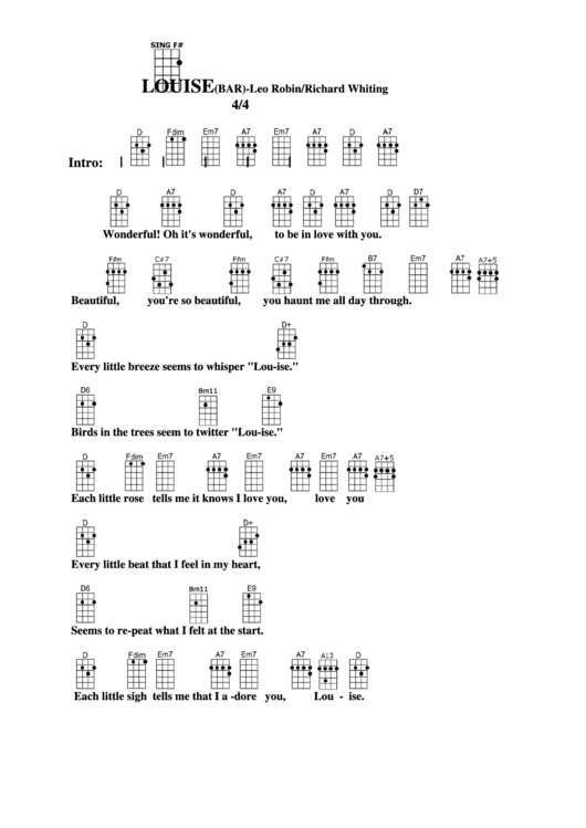 Chord Chart - Leo Robin/richard Whiting - Louise (Bar) Printable pdf