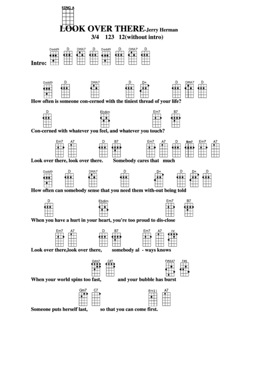 Chord Chart - Jerry Herman - Look Over There Printable pdf