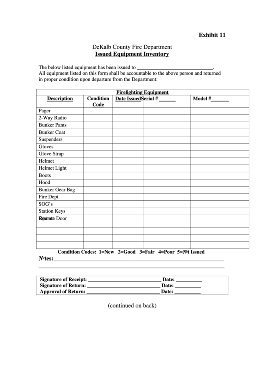 Issued Equipment Inventory Printable pdf