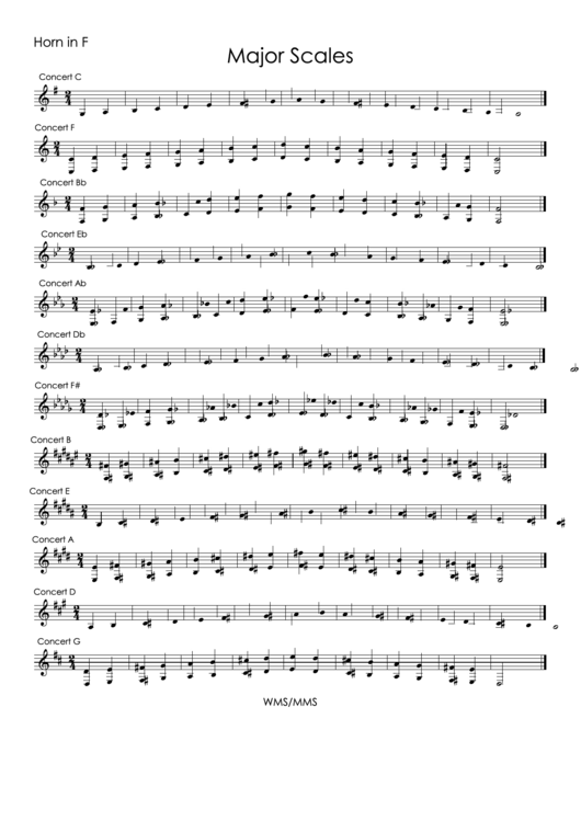 Major Scales printable pdf download
