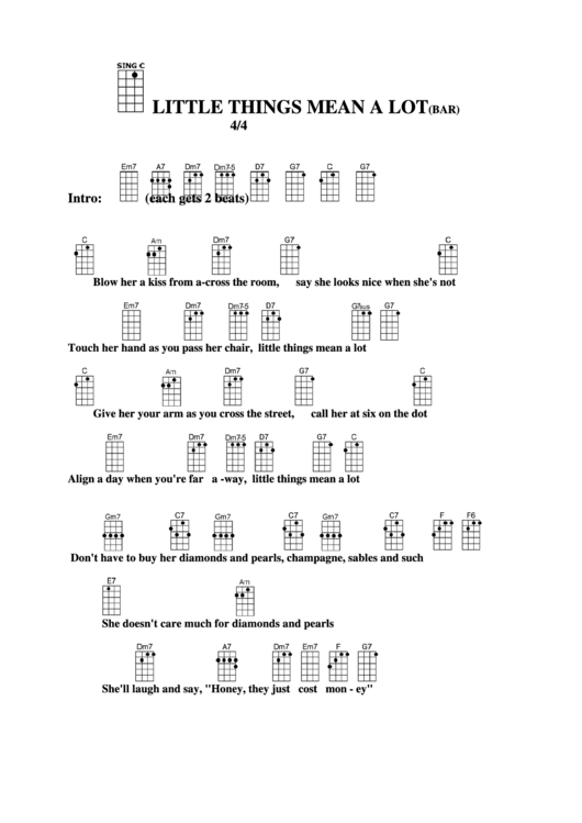 Chord Chart - Little Things Mean A Lot (Bar) Printable pdf