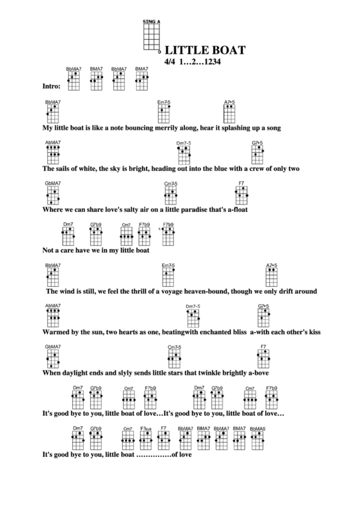 Little Boat - Bb Chord Chart Printable pdf