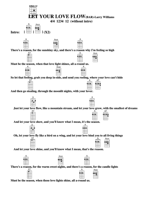 Chord Chart - Larry Williams - Let Your Love Flow(Bar) Printable pdf