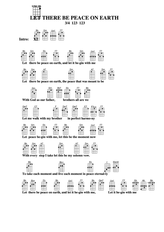 Chord Chart Let There Be Peace On Earth printable pdf download