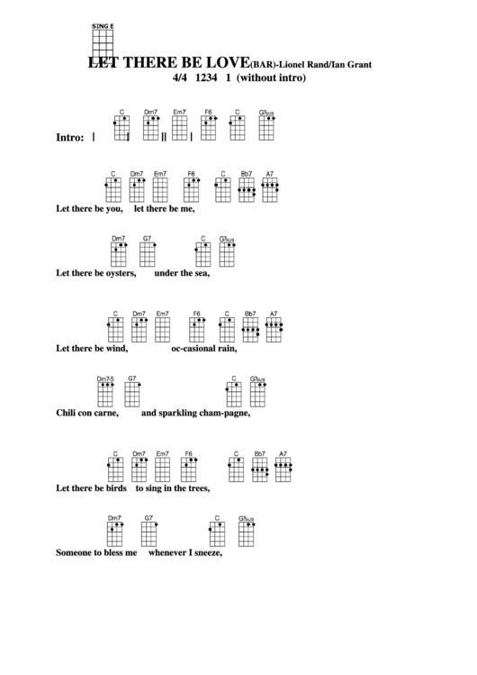 Chord Chart - Lionel Rand/ian Grant - Let There Be Love(Bar) Printable pdf