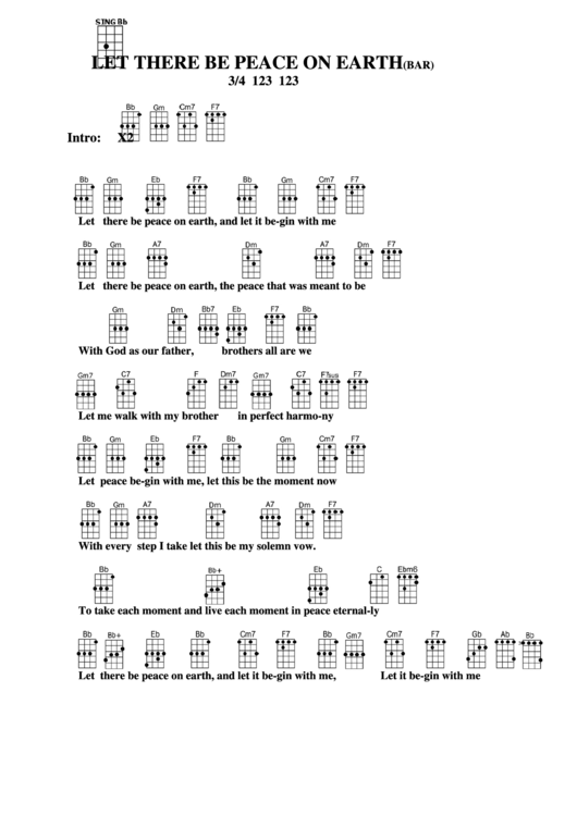 Chord Chart - Let There Be Peace On Earth (Bar) Printable pdf
