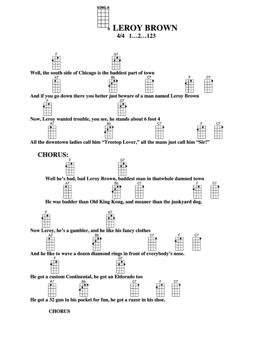 Chord Chart - Leroy Brown Printable pdf