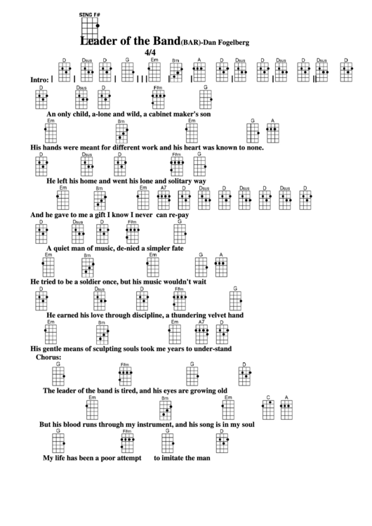 Chord Chart - Dan Fogelberg - Leader Of The Band(Bar) Printable pdf