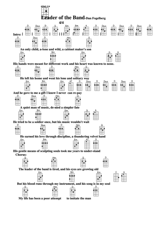 Chord Chart - Dan Fogelberg - Leader Of The Band Printable pdf