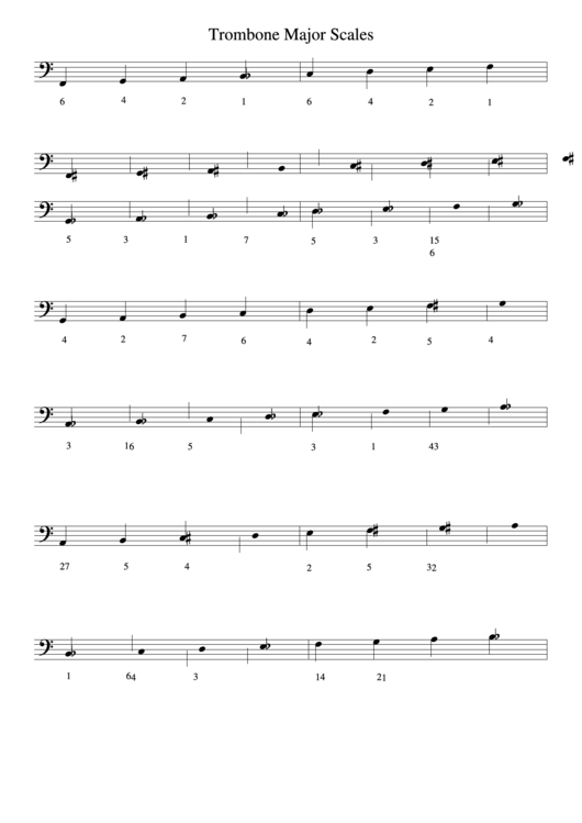 trombone bb scale slide position chart
